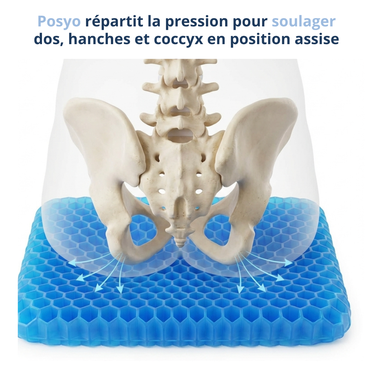 Repartition de la pression du coussin gel alvéolé